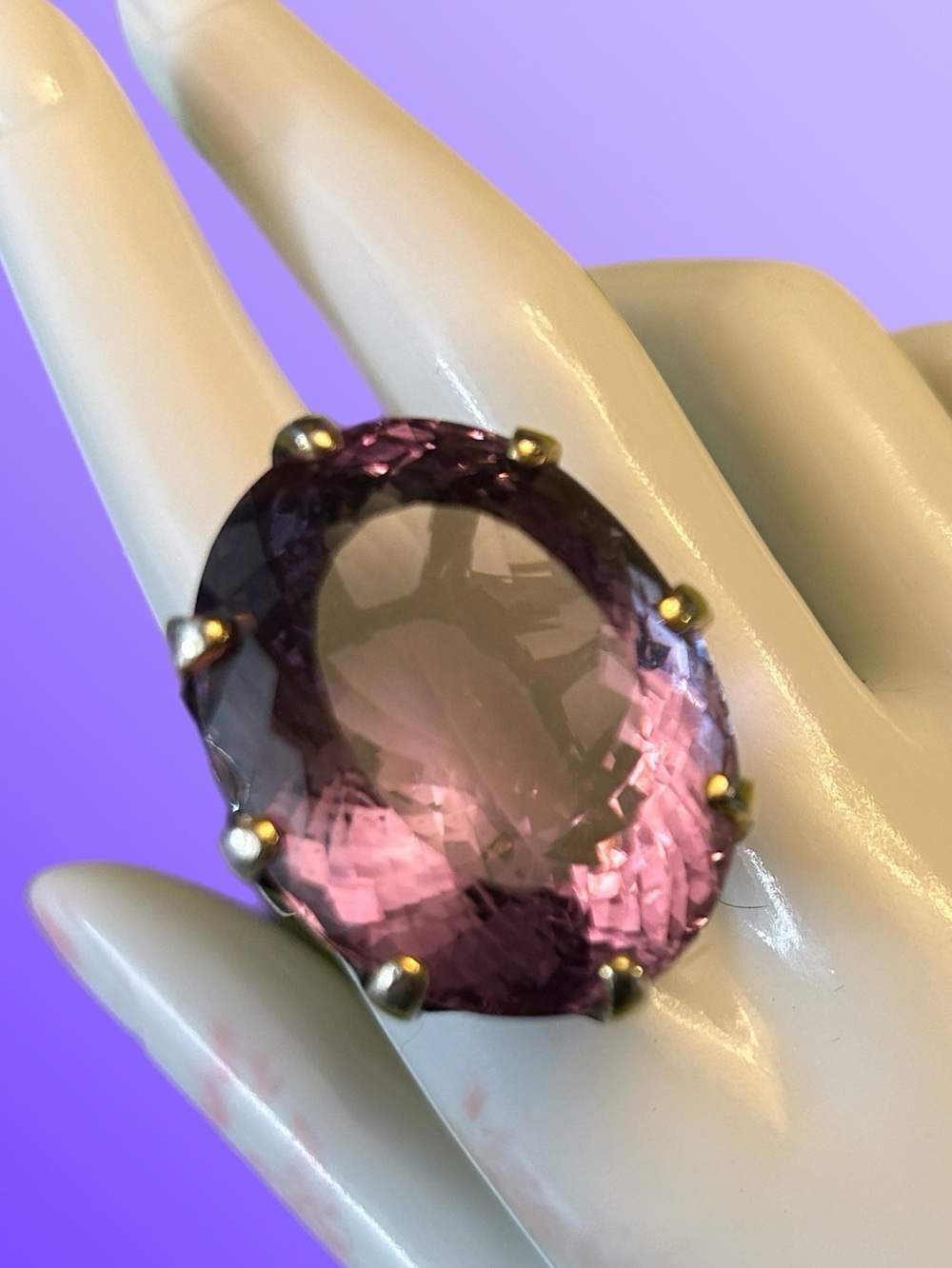 Incredible 90+ CT Natural Genuine Rose Du France Amethyst Ring!